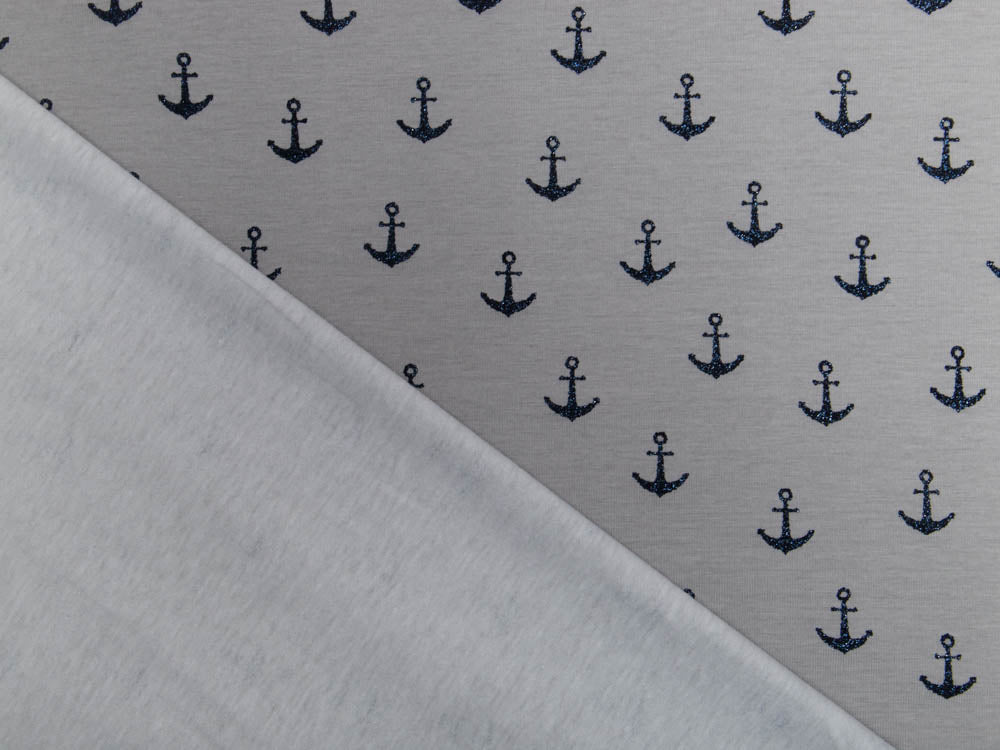Jersey mit Glitzer by Poppy - Anker - grau