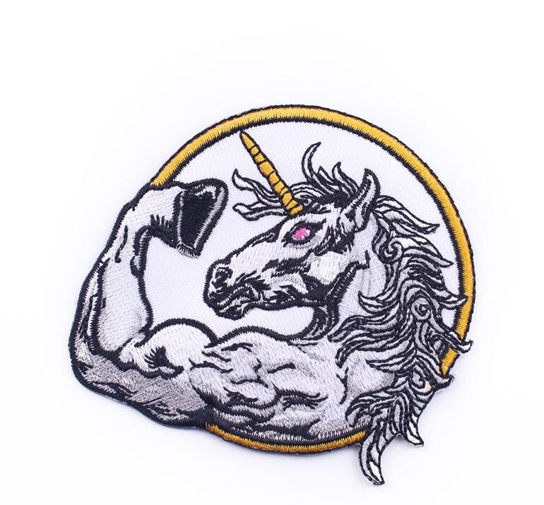 Stick - Applikation ca. 8,5 cm x 8,1 cm - muskelöses Einhorn - weiß