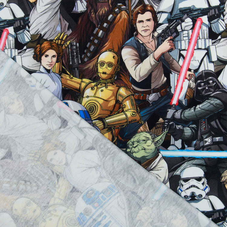 Jersey Hemmers Itex Star Wars - Yoda, R2-D2 und Luke Skywalker mit Lichtschwertern - anthrazit