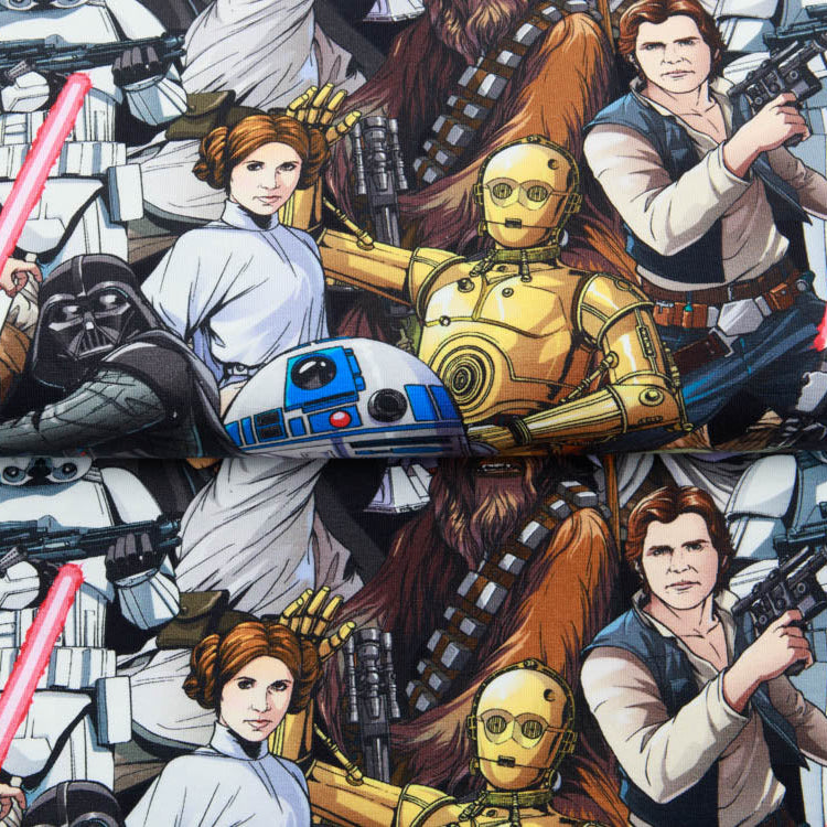 Jersey Hemmers Itex Star Wars - Yoda, R2-D2 und Luke Skywalker mit Lichtschwertern - anthrazit