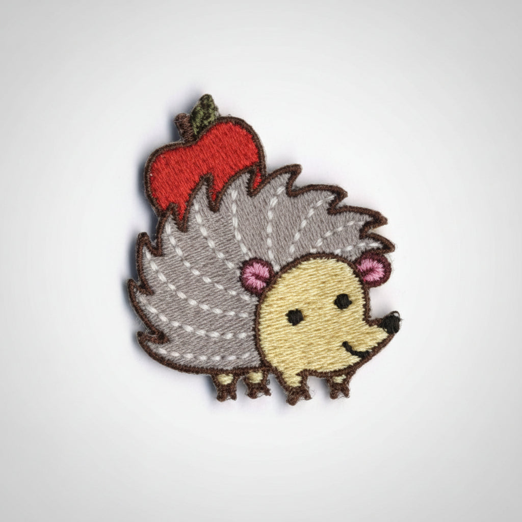 Applikation zum AufbĂŒgeln - Igel mit Apfel - grau