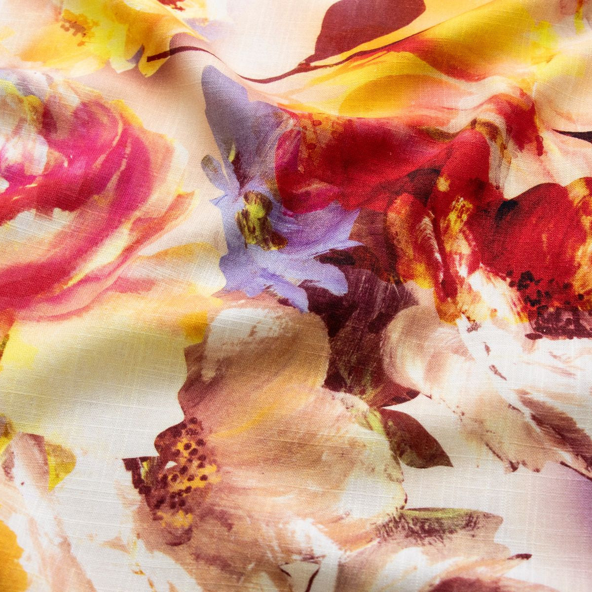 Viskose Leinen Digitaldruck - große Blüten - hellgelb