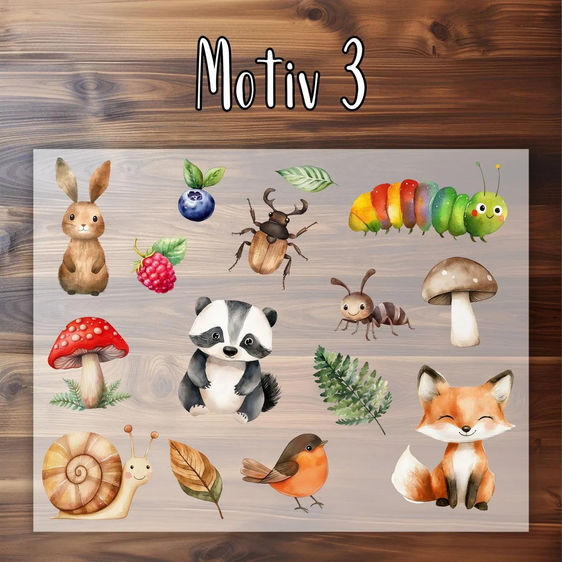 Waldfreunde Bügelbilder - Set - Wasserfarbe