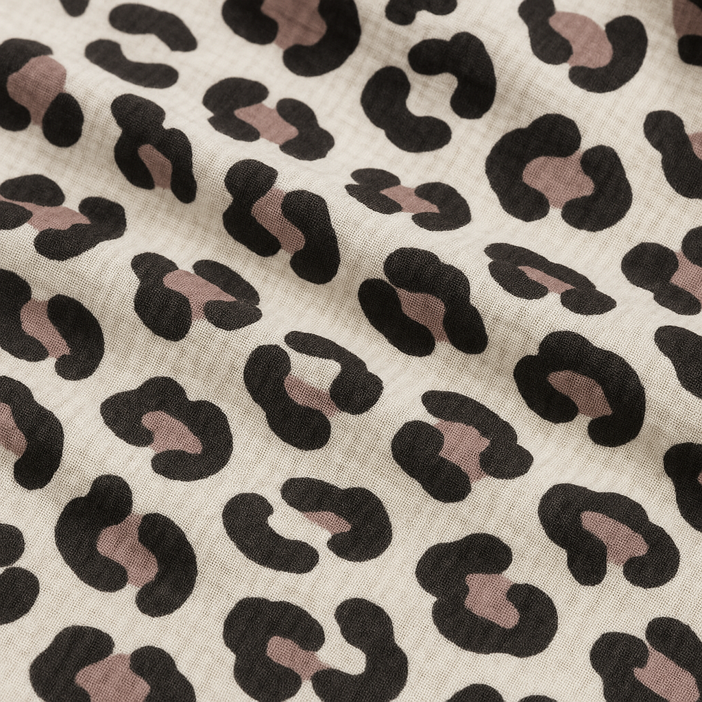 Baumwolle Musselin Double Gauze - Animalprint Leo - lavendel