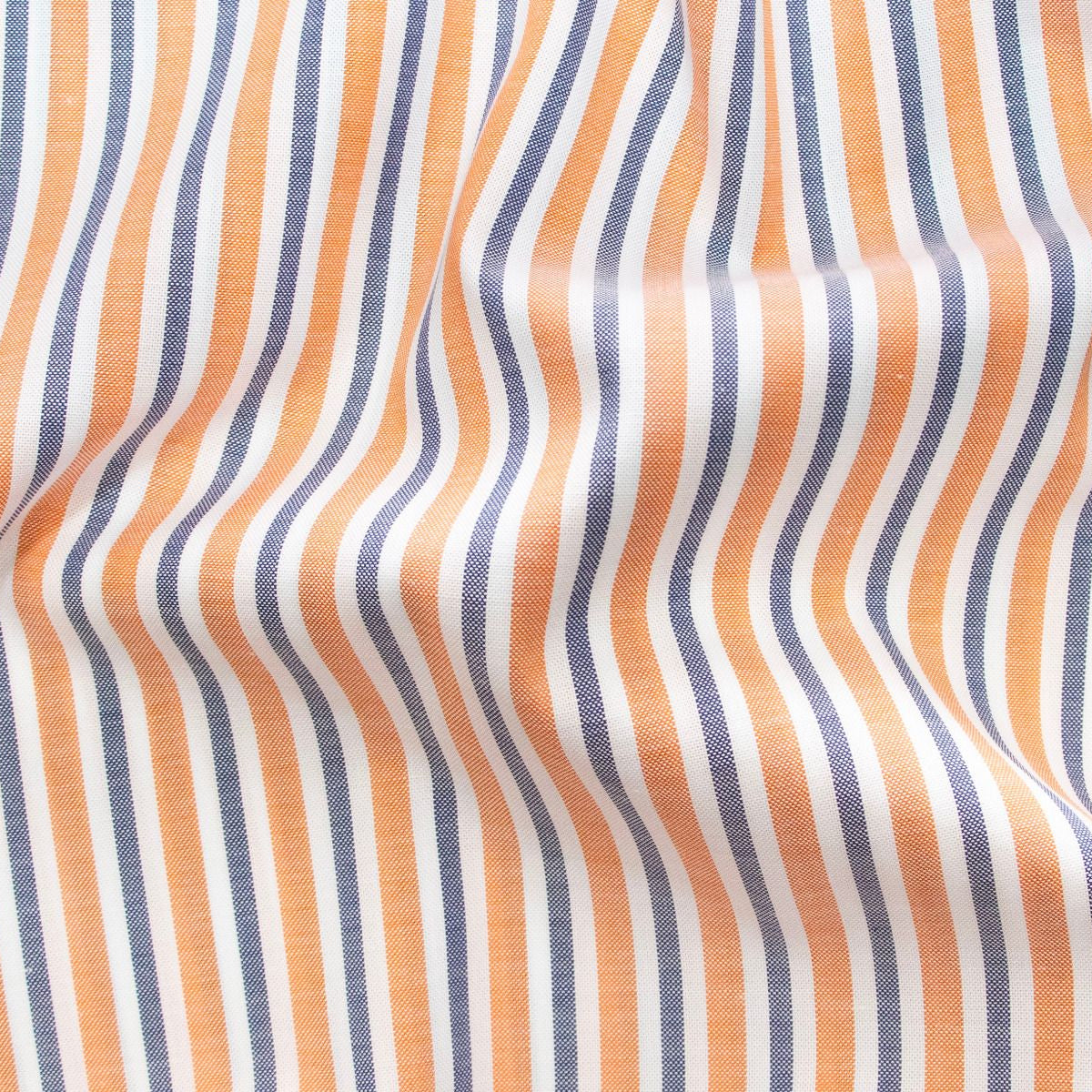 Italienische Baumwoll Popeline Stretch mercerisiert - Streifen - orange - blau