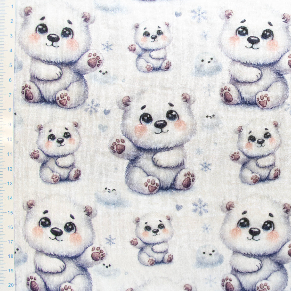 Musselin Baumwolle Double Gauze - süße Eisbären - weiß