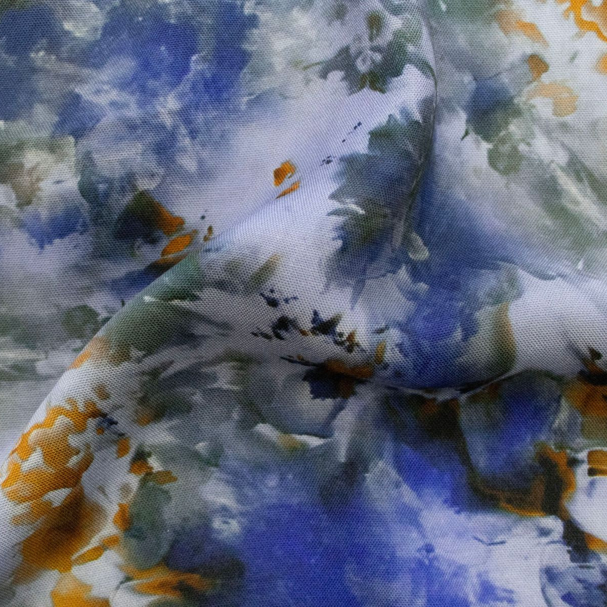 Webware Viskose Rayon - Aquarells Muster - blau