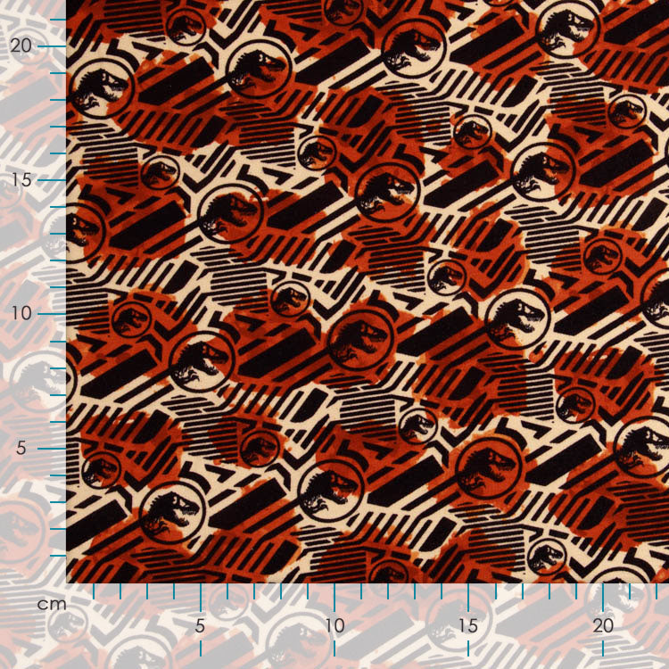 Angerauter Sweat Softtouch Jurassic World - Dinos in Kreisen - rostbraun