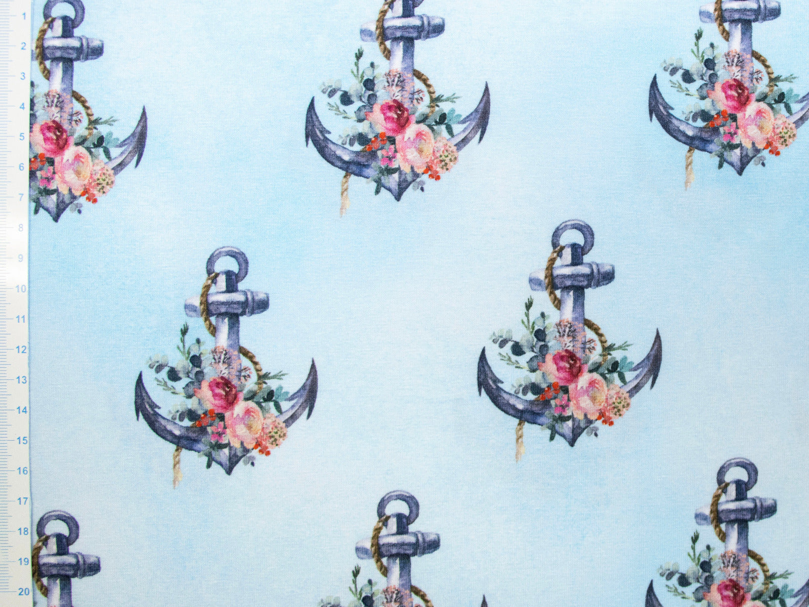 Jersey Baumwolle Digitaldruck - Anker mit Blümchen