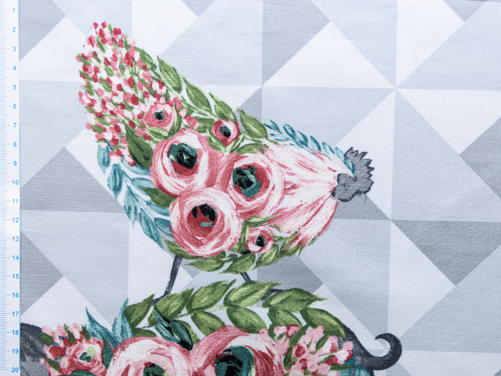 Webware Baumwolle Swafing PANEL ca. 60 cm x 110 cm French Hill Farm by Blank Quilting - floraler Bauernhof - grau