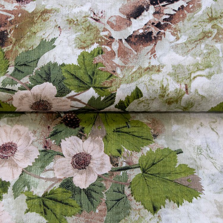 Webware Viskose - Blumenmuster - grün