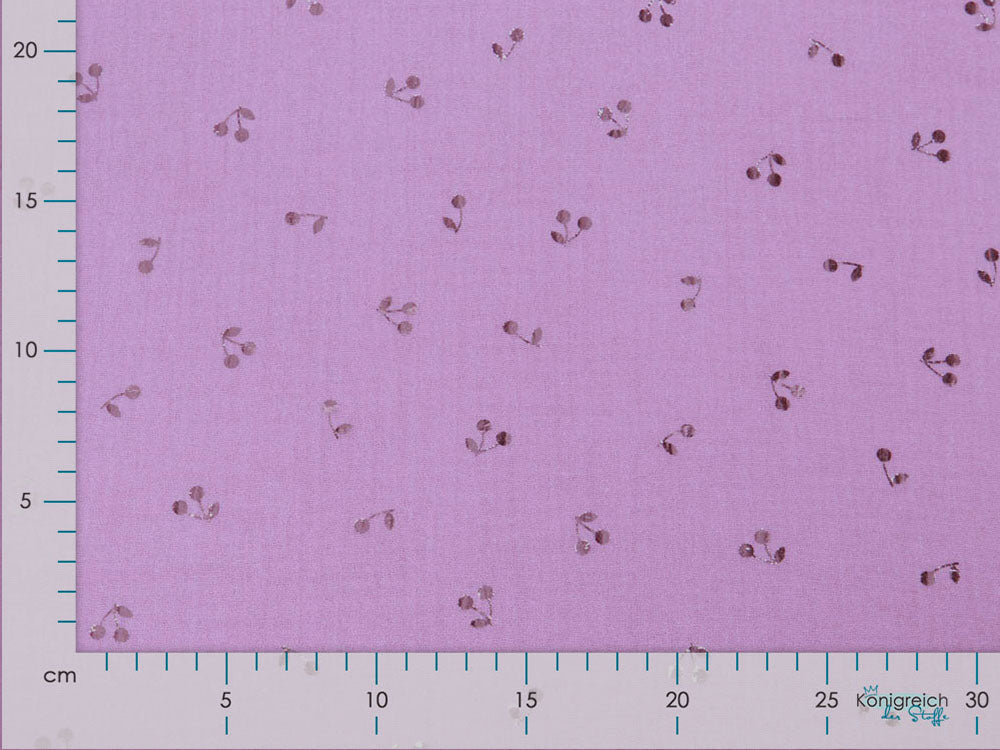 Musselin Baumwolle Double Gauze Bambino mit Foliendruck - Kirschen - altrosa