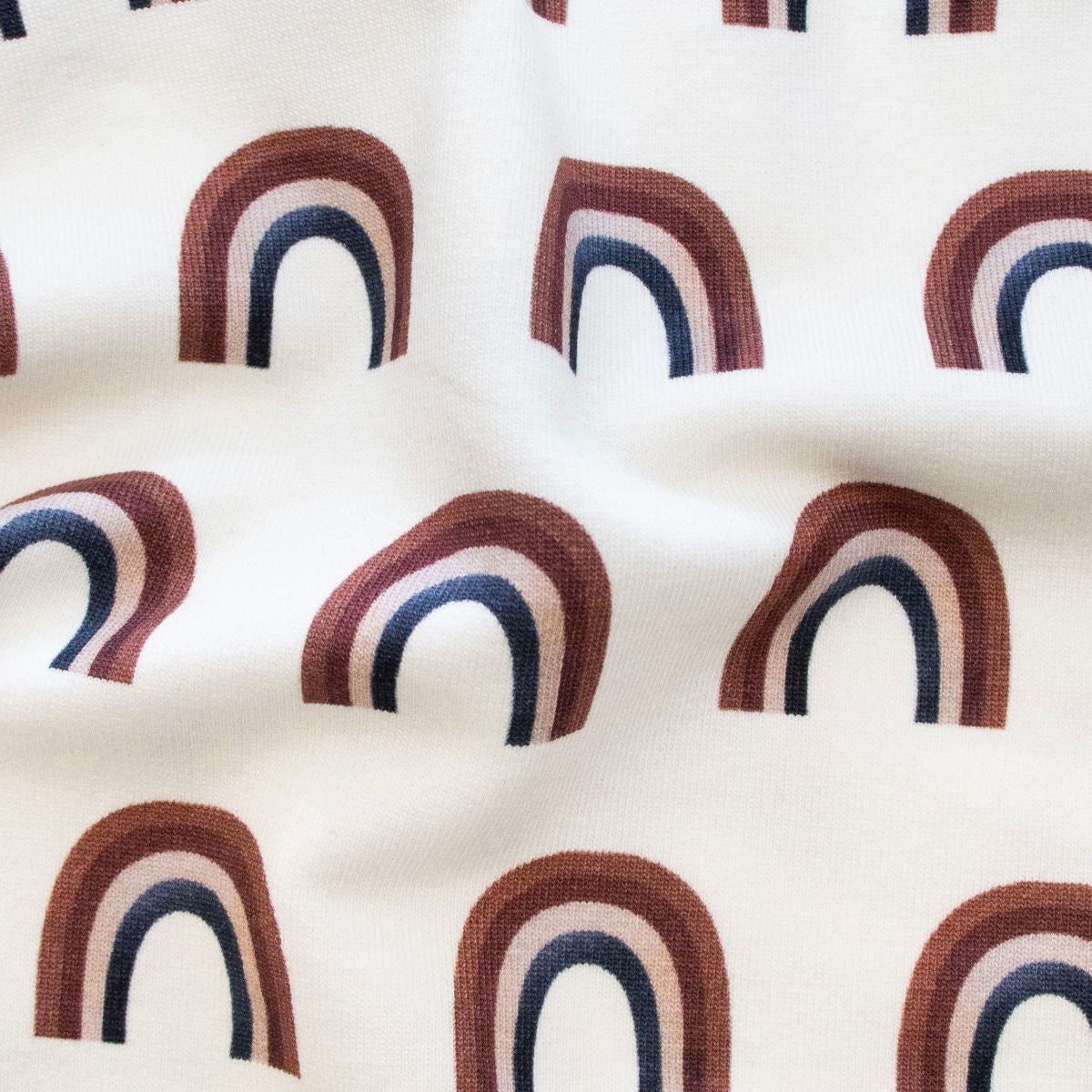 French Terry Digitaldruck - Regenbogen auf Wollweiß