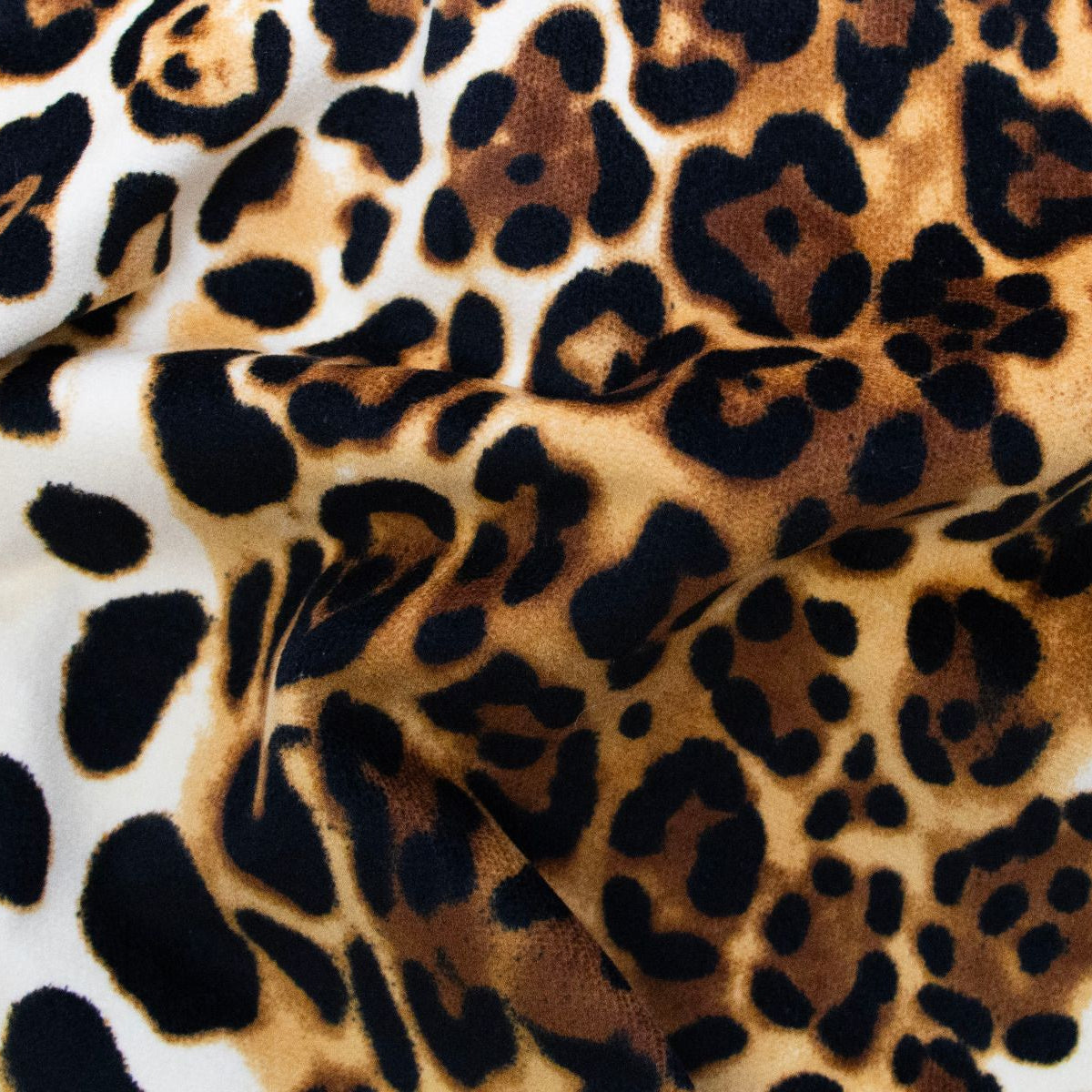 Stretch Velvet - Designerstoff aus Spanien - Animalprint Leo- creme - braun