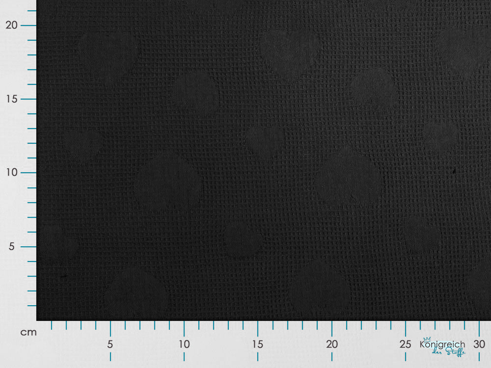 Jacquard in Waffeloptik - Herzen - schwarz