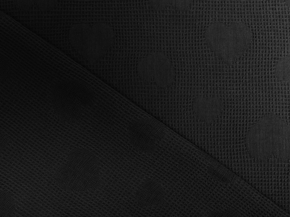 Jacquard in Waffeloptik - Herzen - schwarz