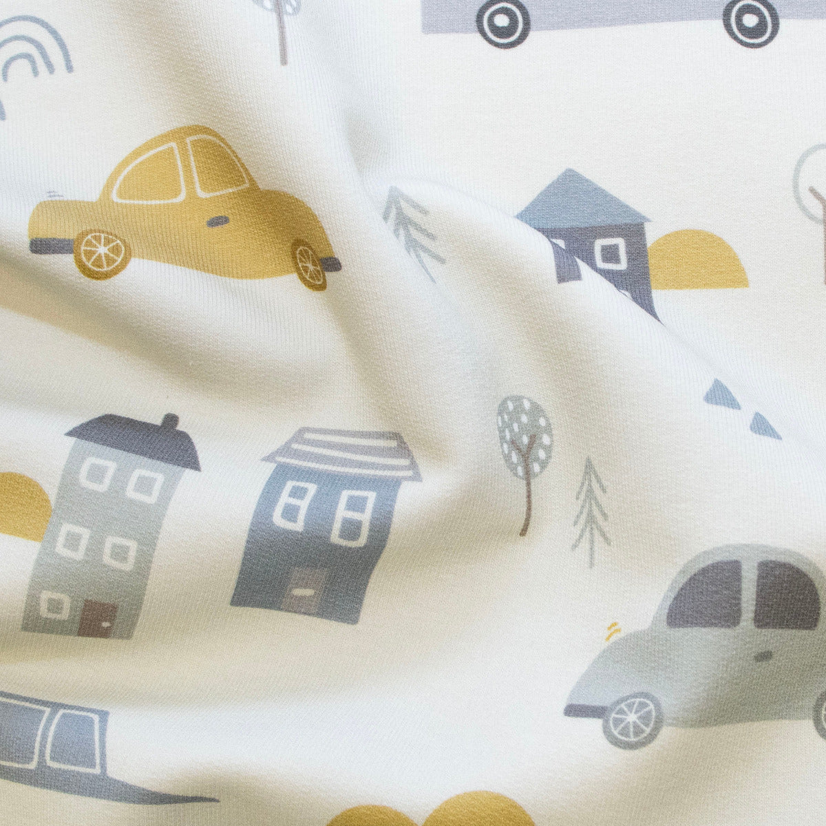 French Terry Digitaldruck - Fahrzeuge - wollweiß