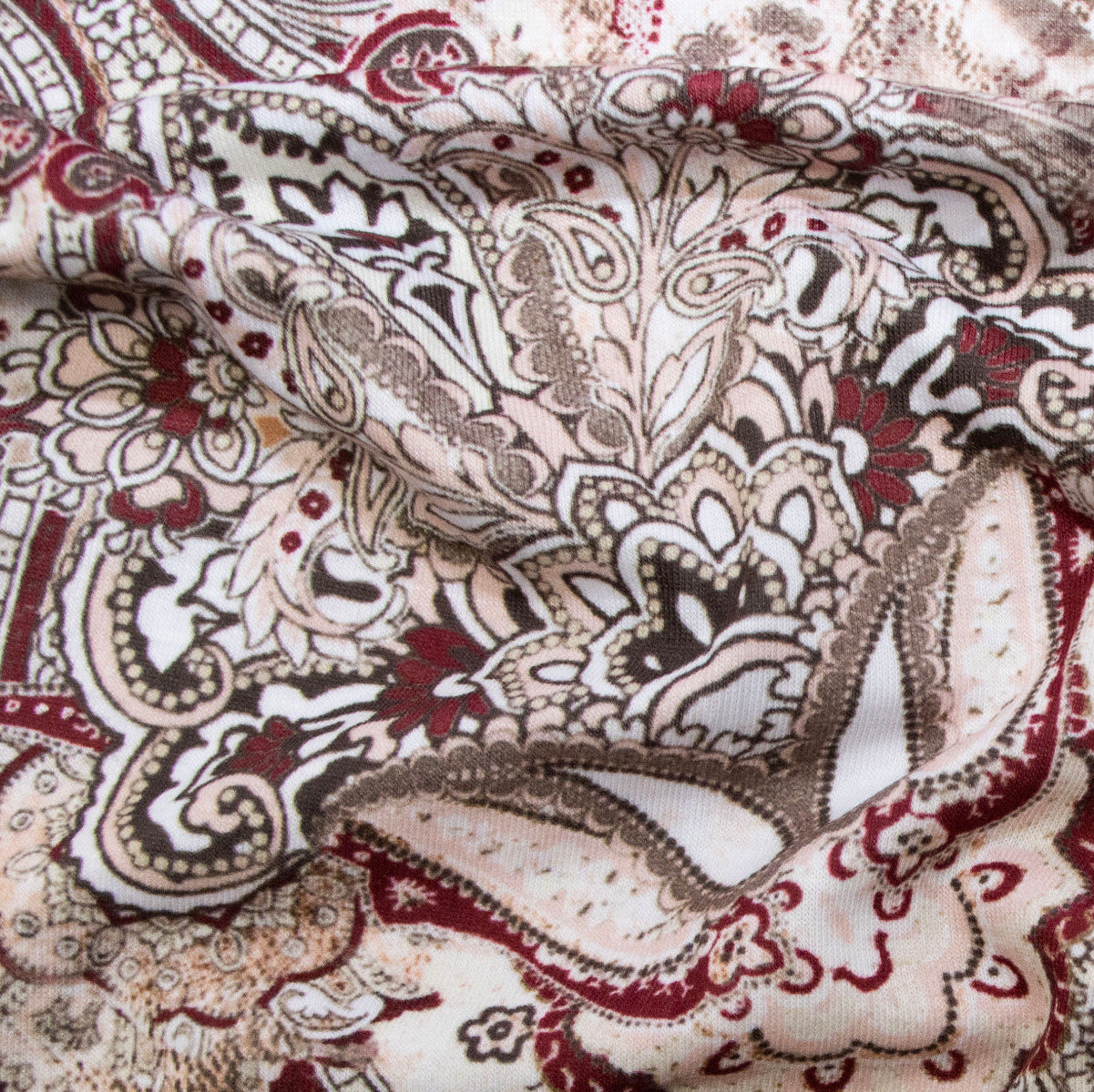 Jersey Digitaldruck - Florales Muster - Weiß - Braun