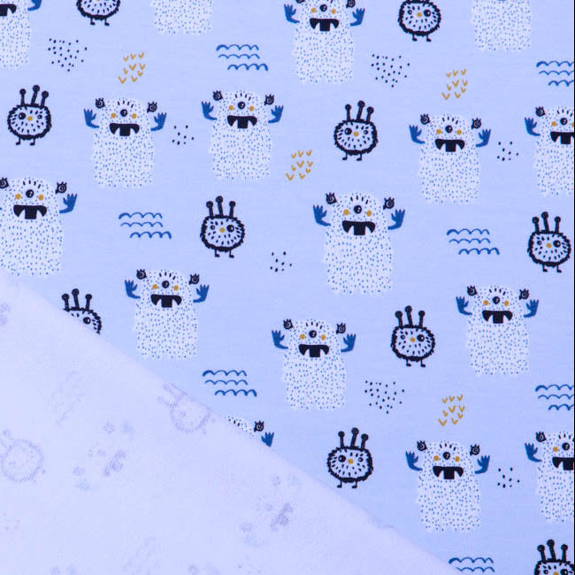 Sweat French Terry Fräulein von Julie - Monster - helles blau