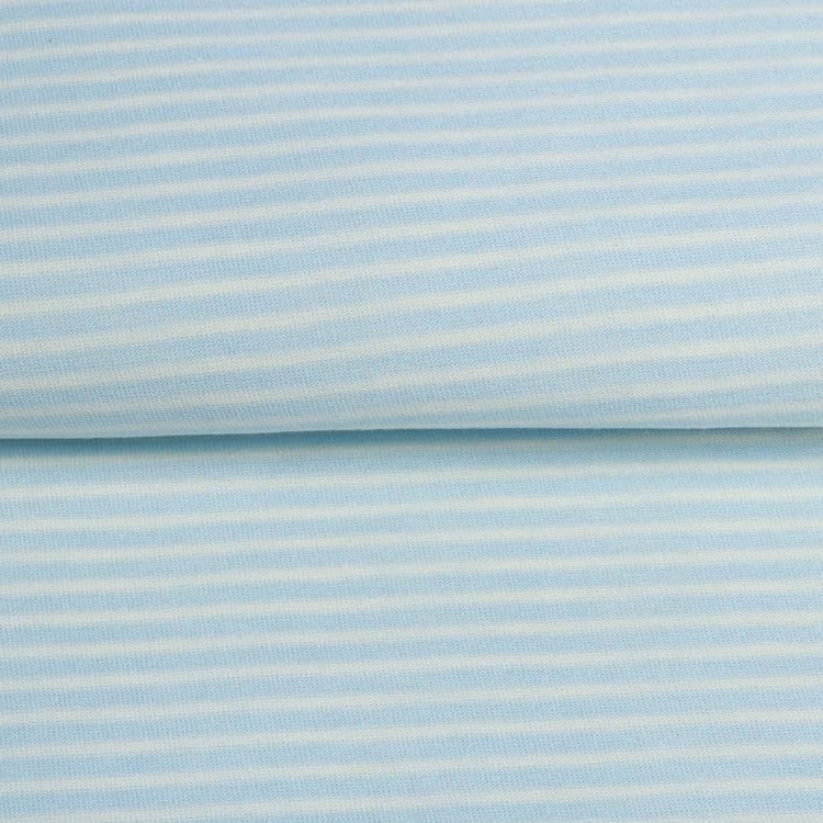 Jersey Sanetta - dünne Streifen - babyblau