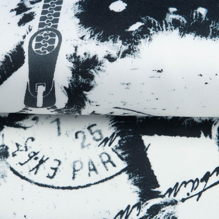 Webware Satin PANEL ca. 80 cm x 150 cm - ausgefranste Vierecke - creme