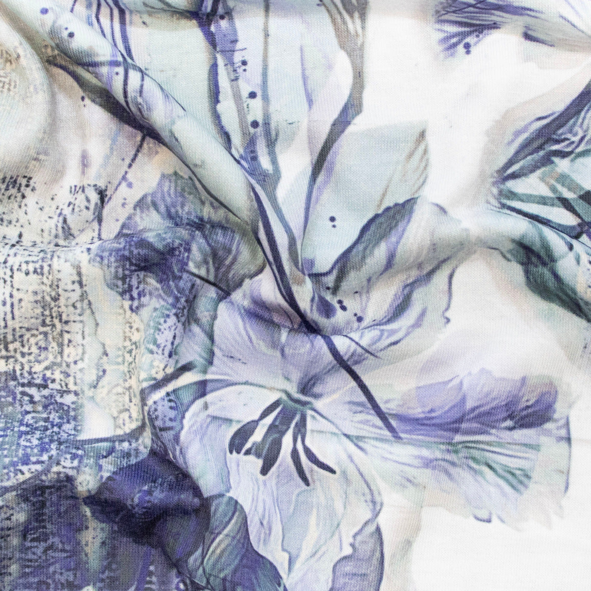Jersey Digitaldruck - Abstraktes Muster - Hellgrau - Blau