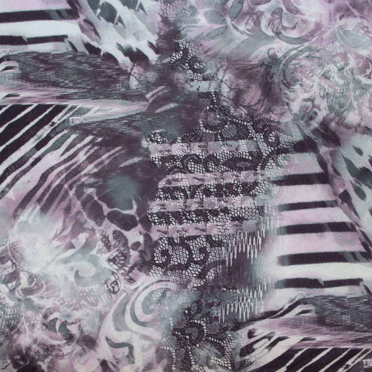 Jersey Digitaldruck - Abstraktes Muster - Weiß - Grau