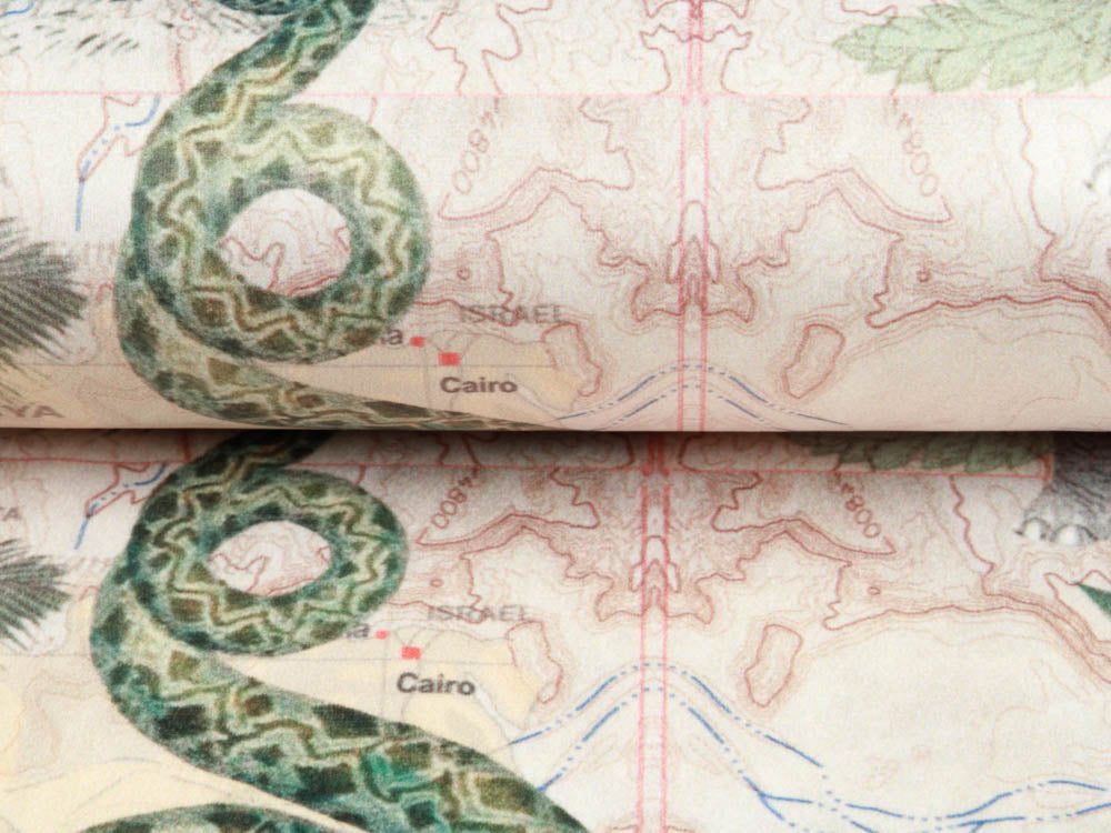 Velvet Digitaldruck Afrikastyle - anmutige Elefanten - beige