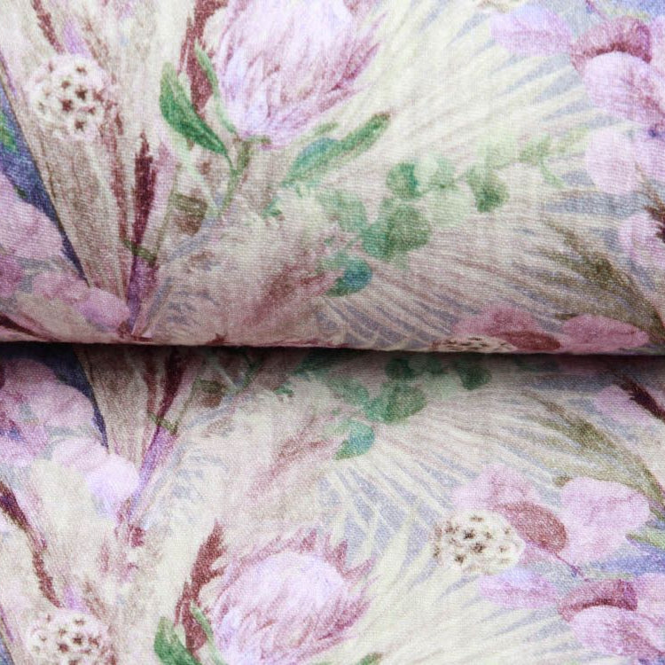 Musselin Baumwolle Double Gauze Digitaldruck - Blumenmalerei - taupe