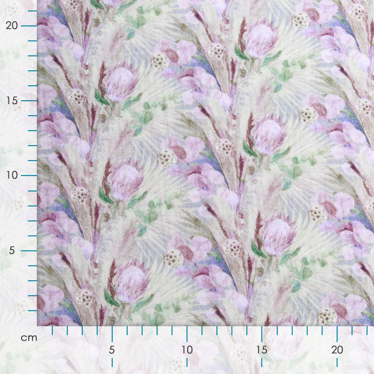 Musselin Baumwolle Double Gauze Digitaldruck - Blumenmalerei - taupe