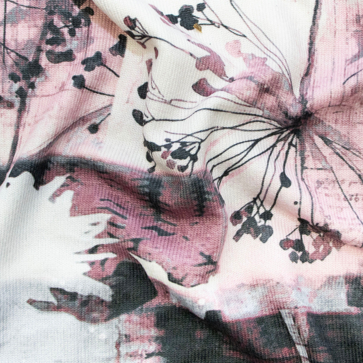 Jersey Digitaldruck - Blumen - Weiß - Rosa