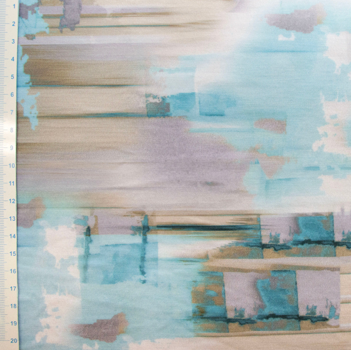 Jersey Digitaldruck - Abstraktes Muster - Grau - Türkis