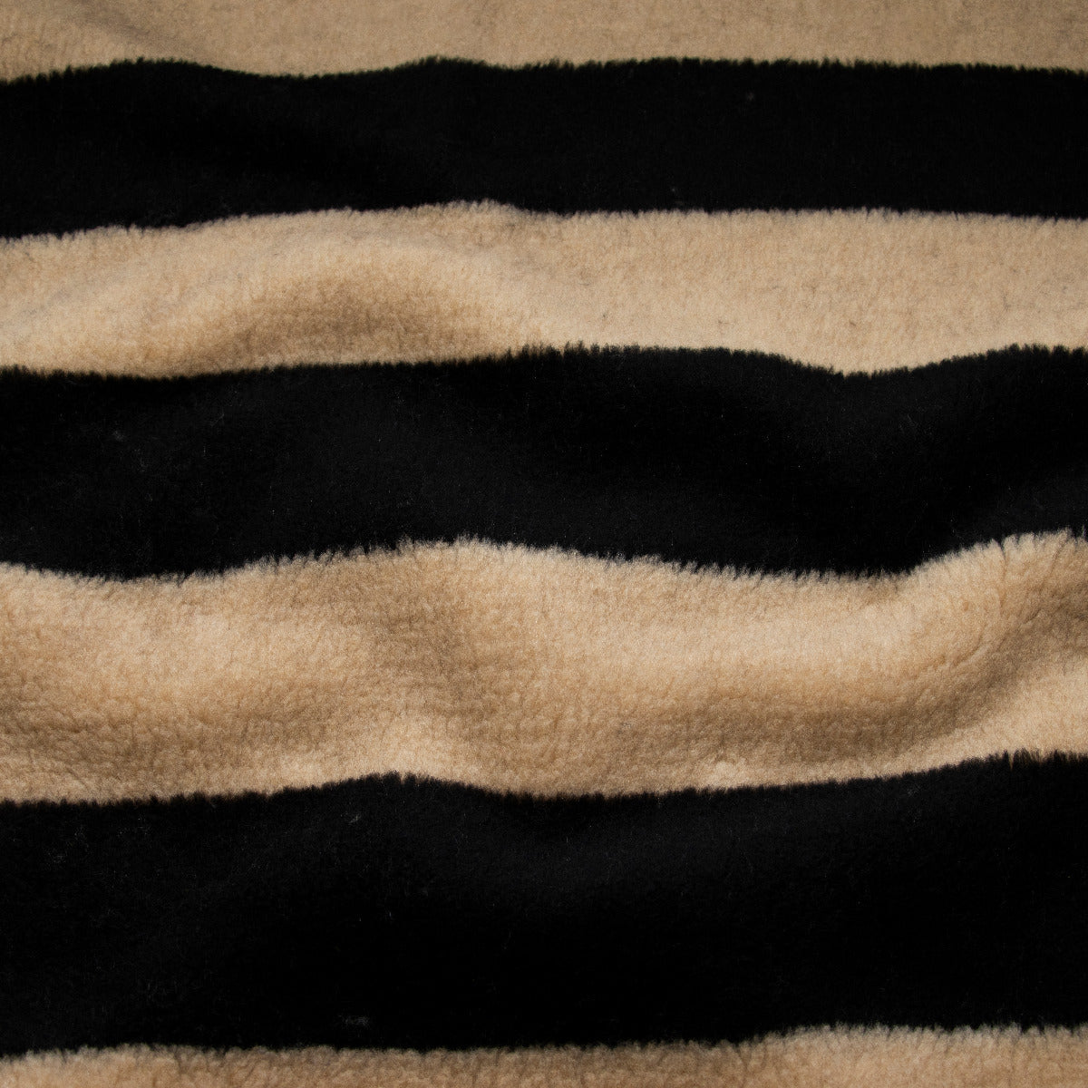 Jacken- und Mantelstoff Teddyplüsch - Blockstreifen - schwarz/beige