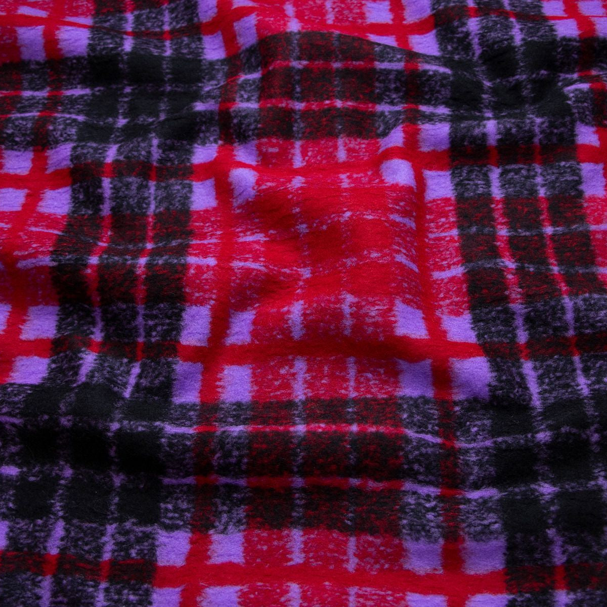 Jacken- und Mantelstoff - Karomuster - lila/rot