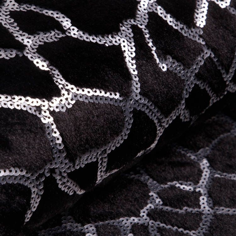 Fur Zottel-Wellnessfleece mit Pailletten - Animalprint - schwarz