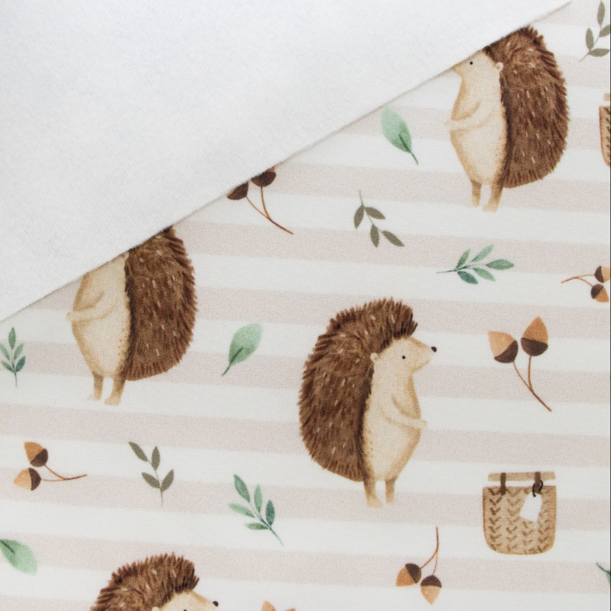 Softshell Digitaldruck - Igel und Streifen - weiß - beige