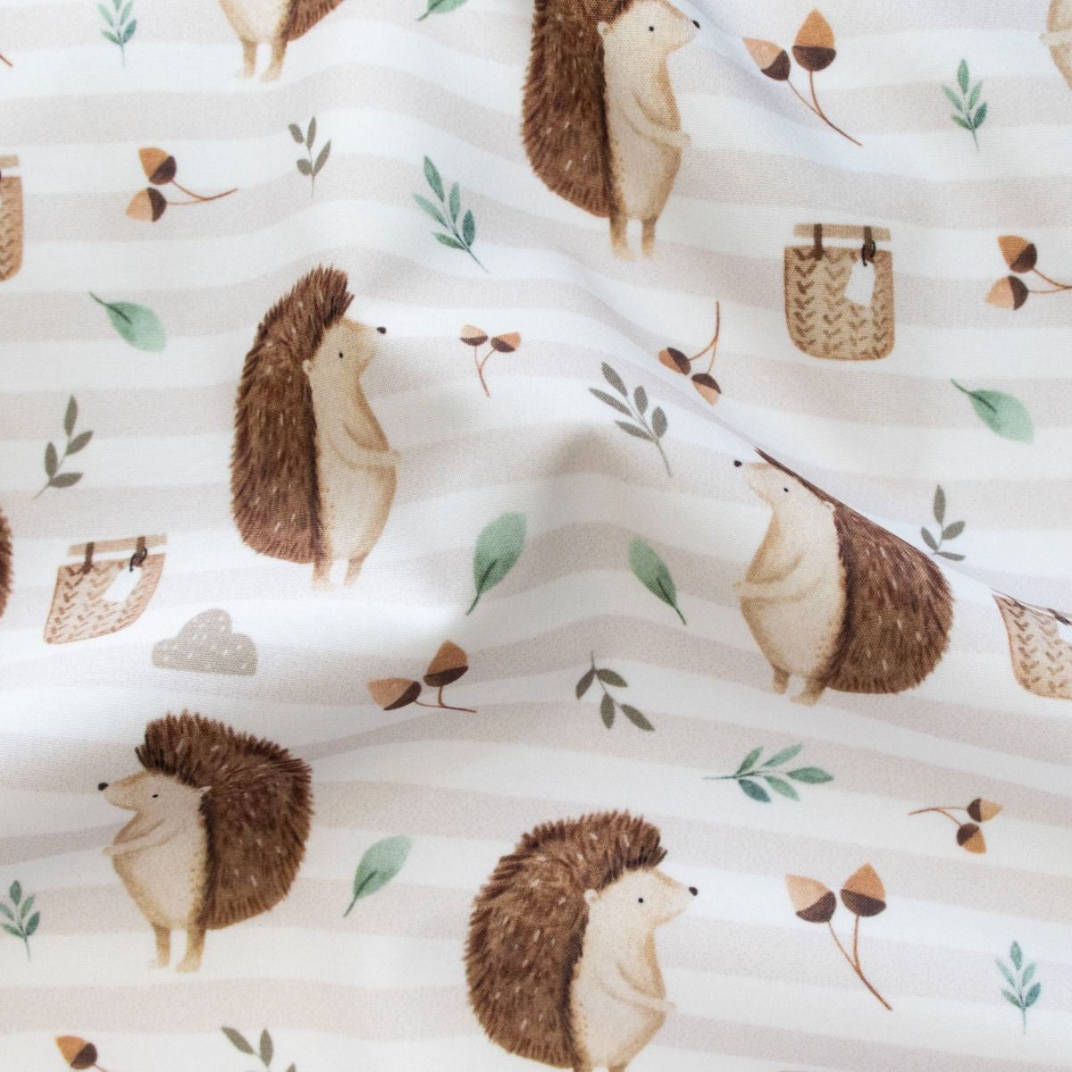 Softshell Digitaldruck - Igel und Streifen - weiß - beige