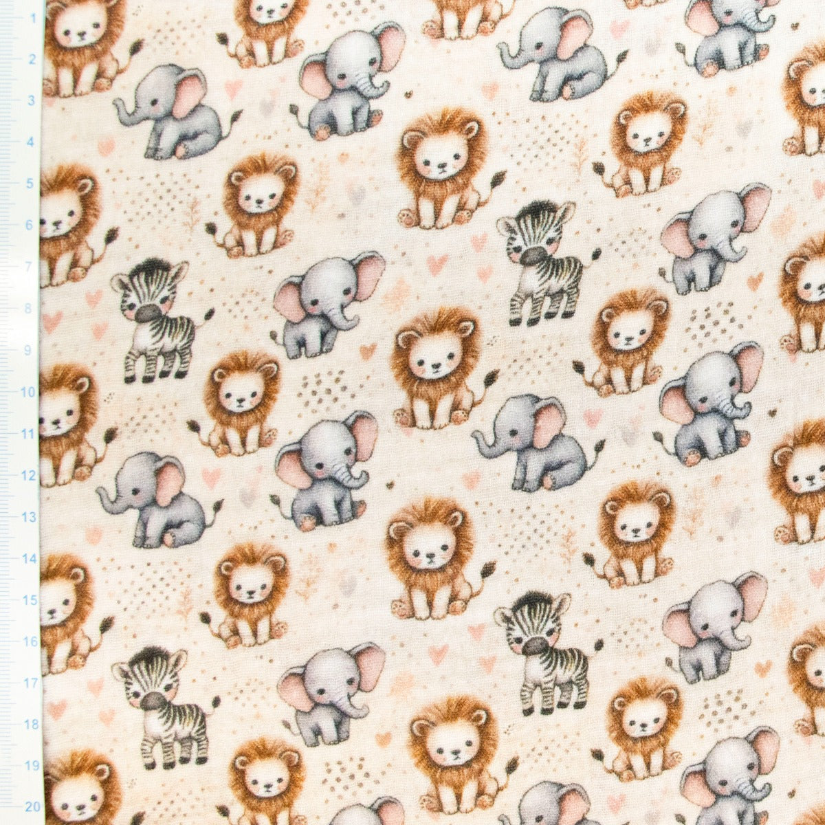 Musselin Double Gauze - süße Zootiere - beige