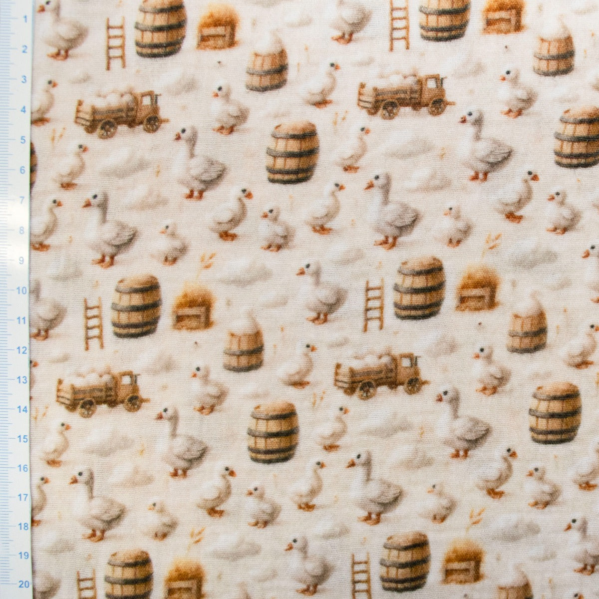 Musselin Double Gauze - süße Gänse - beige - gelb