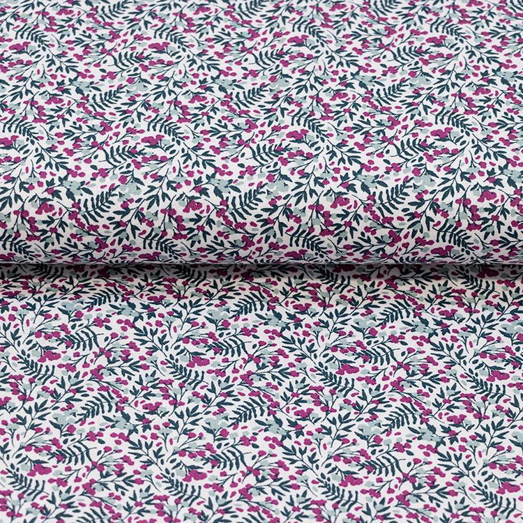 Webware Popeline Baumwolle Mille Fleur - Zweige und Gräser - minze