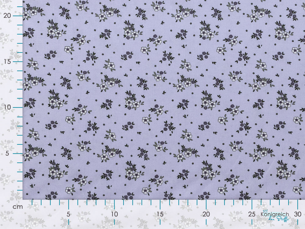 Webware Popeline Baumwolle Mille Fleur - Blumenwiese - lila