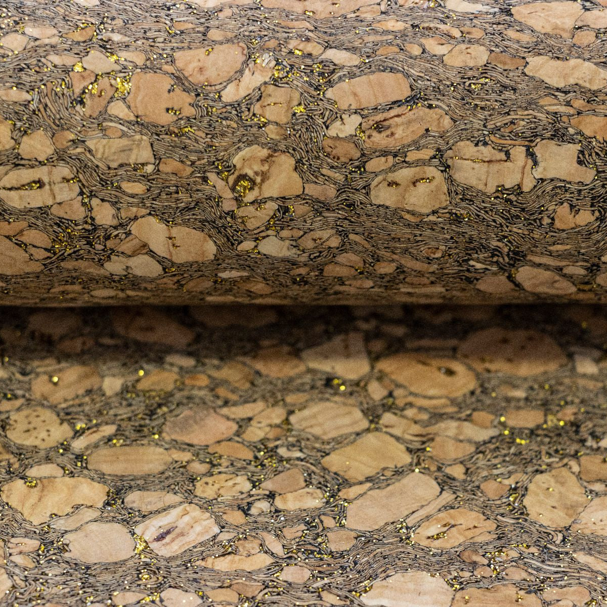 Kork Coupon ca. 50 cm x 65 cm - Goldfarbenestrukturen