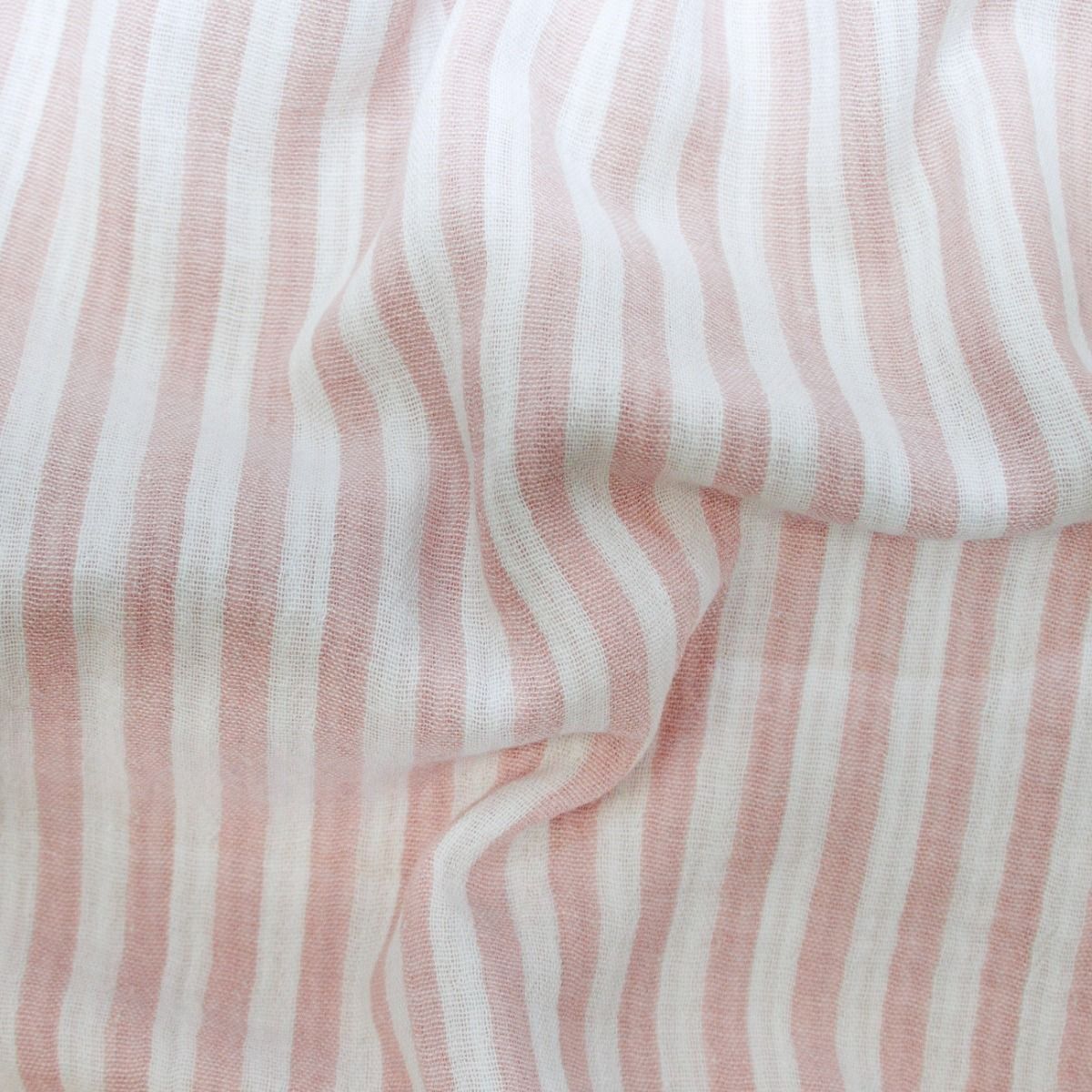 Musselin Doppelgaze Stoff– Garngefärbte Streifen in