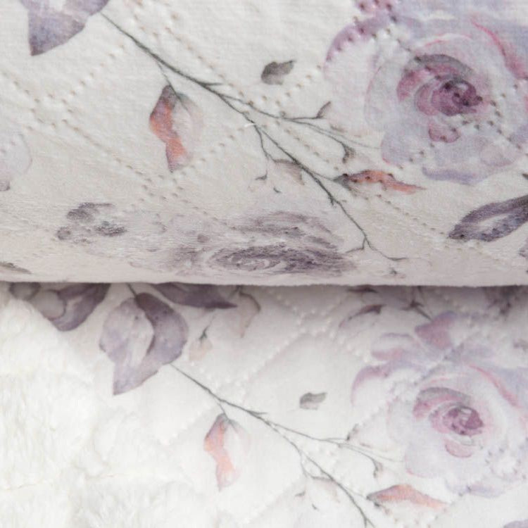 Rautenstepper Doubleface Teddy - Rosenbukett - wollweiß-pastelllila