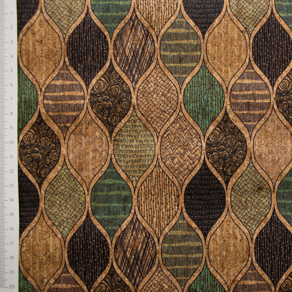 Kork Coupon ca. 50 cm x 65 cm - gemusterte Elypsen