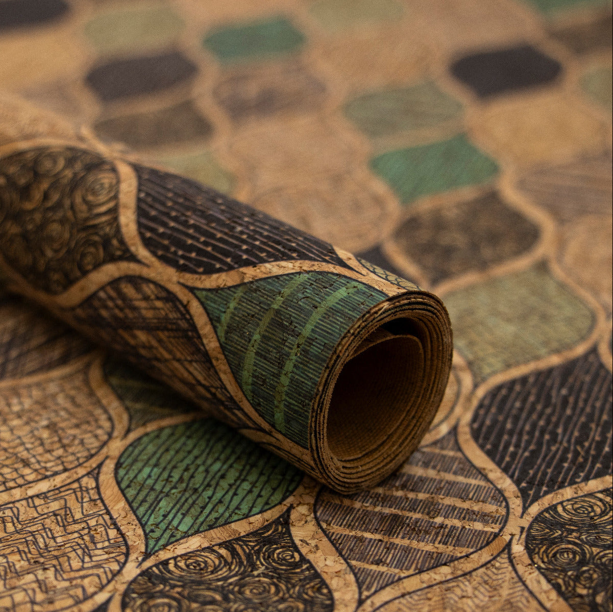 Kork Coupon ca. 50 cm x 65 cm - gemusterte Elypsen