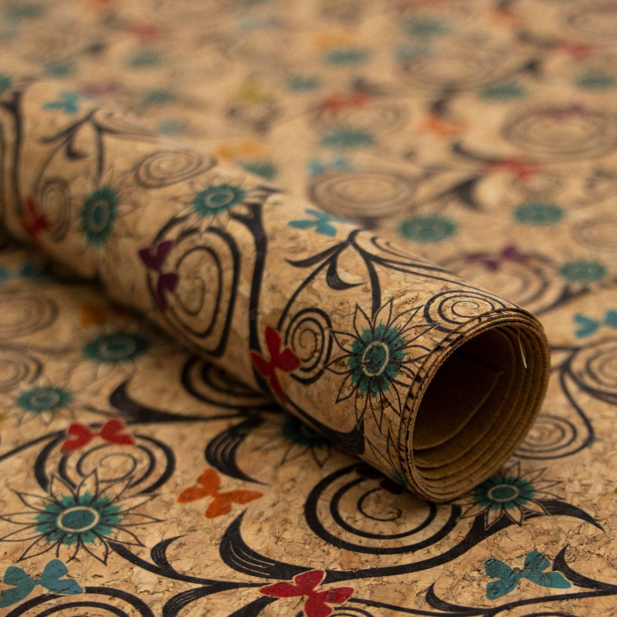 Kork Coupon ca. 50 cm x 65 cm - Blumengarten