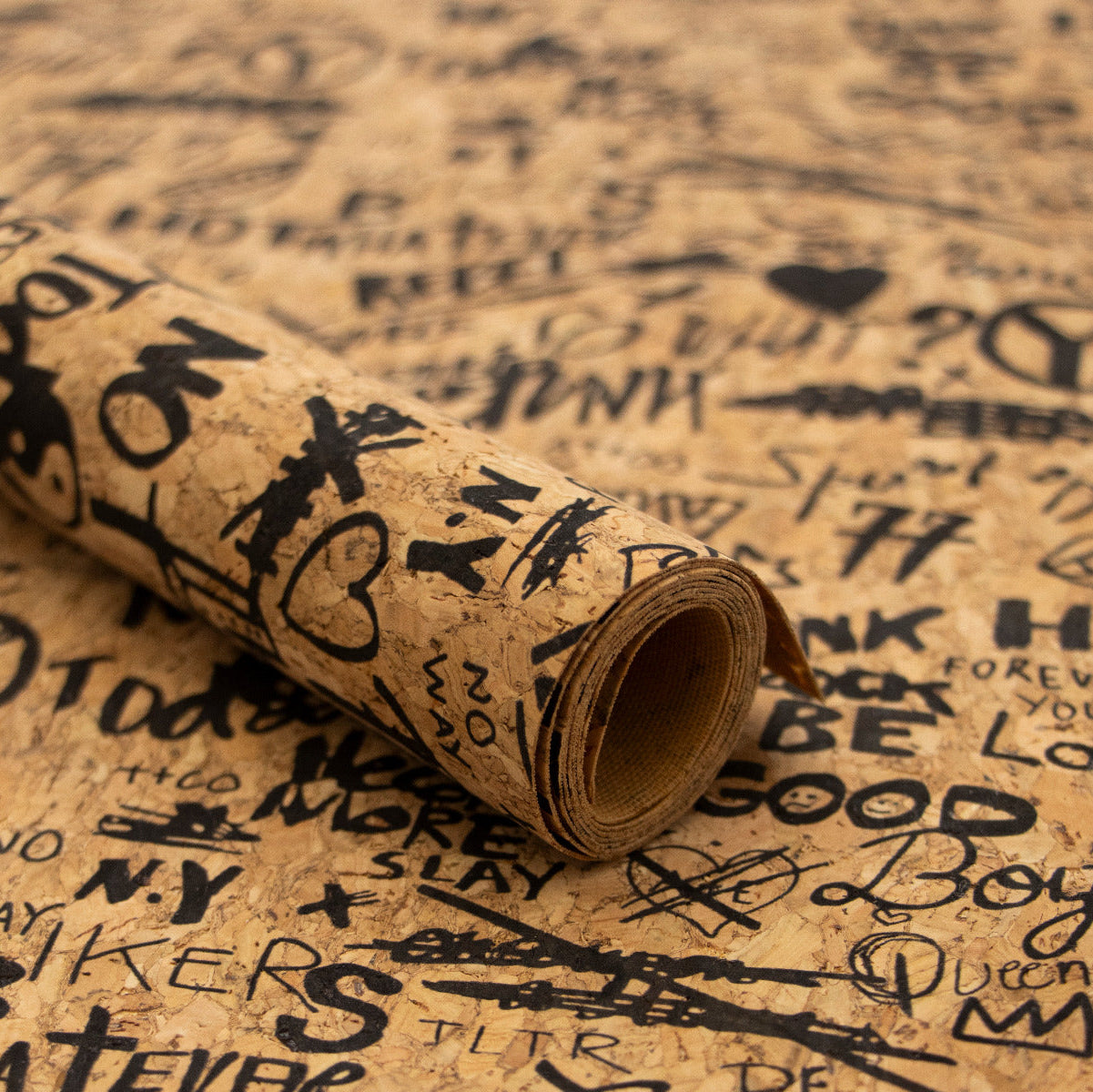 Kork Coupon ca. 50 cm x 65 cm - Graffity-Schriften