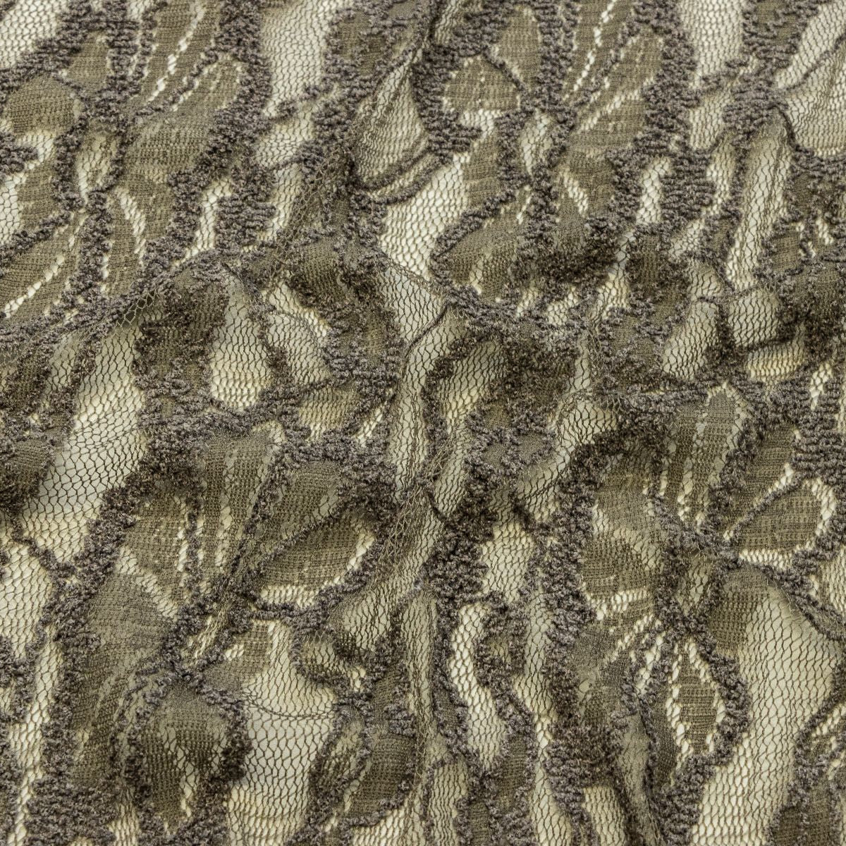 Hochwertige elastische Spitze - Blumenmuster - taupe-grau