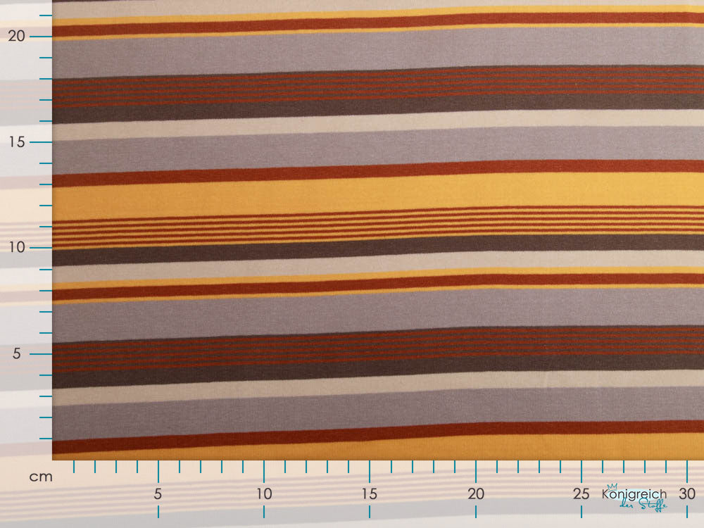 Angerauter Sweat - Streifen - grau/ocker